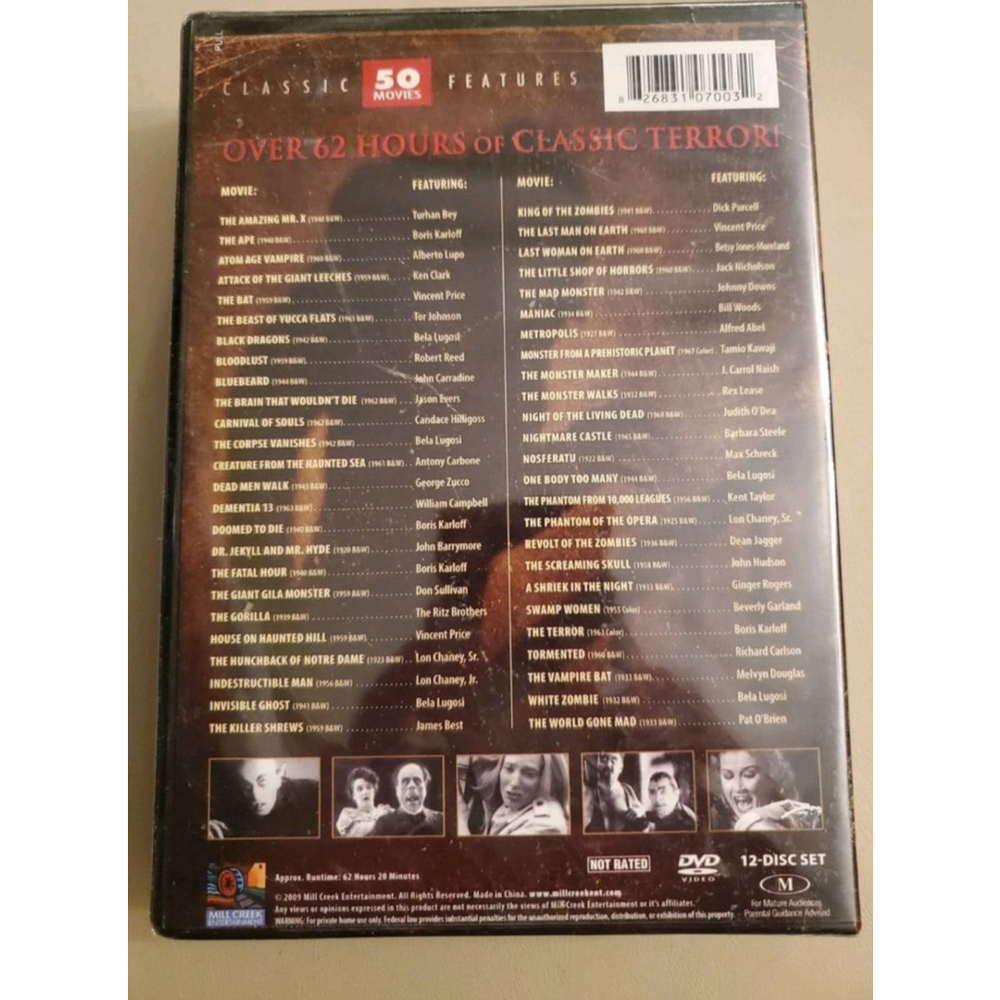 5/$20 Horror Classics 50 Movies DVD sealed - Picture 3 of 4